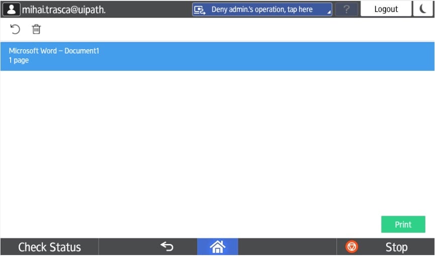 Select the document and tap Print in the lower right corner.