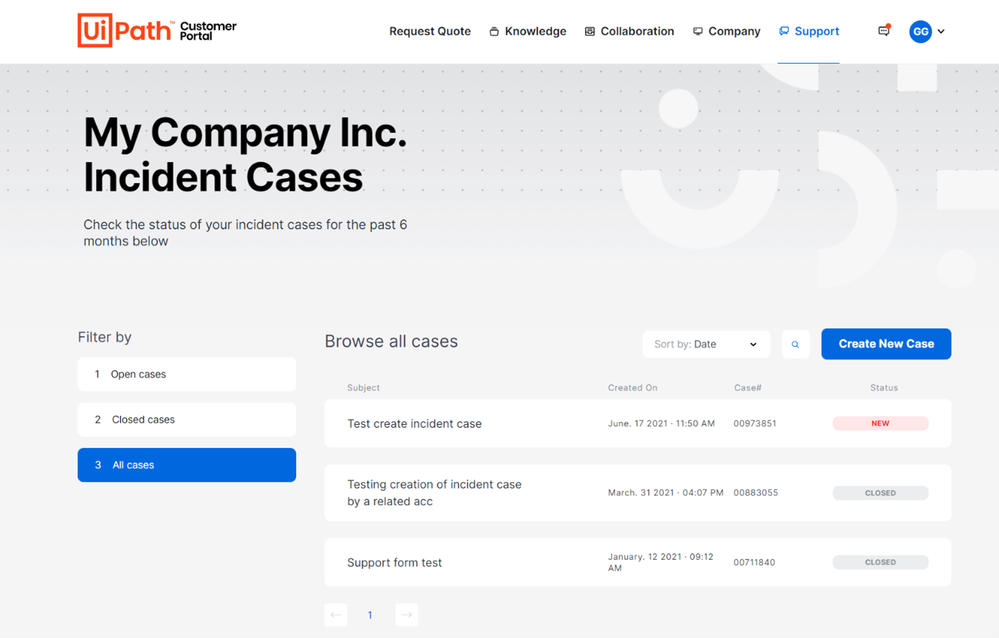 uipath june 2021 customer portal support tickets page example