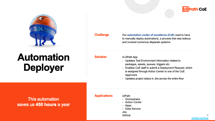 Automation Deployer UiPath center of excellence