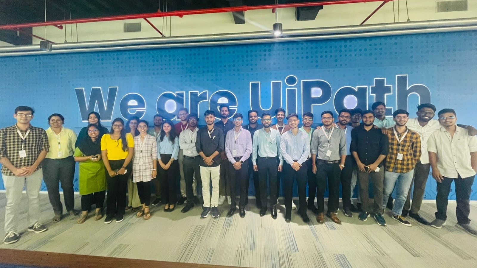 A group photo of UiPath interns in one of our offices in India