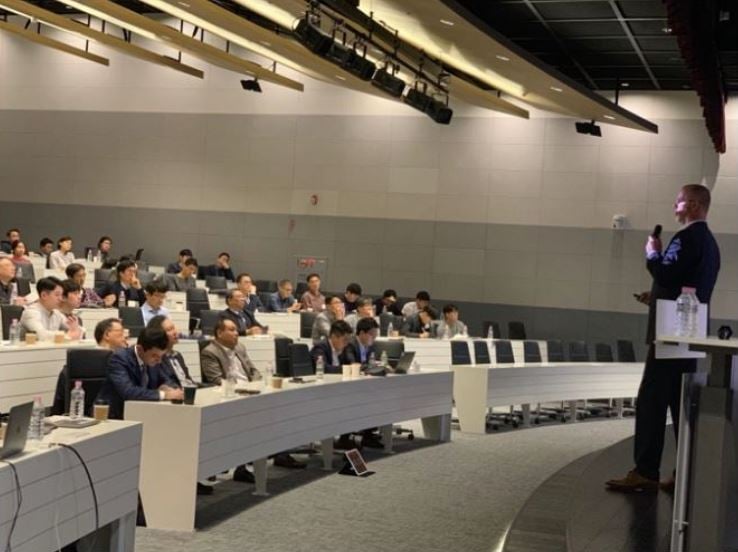 a photo of Rudy Kuhn holding a speech