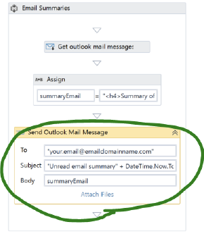 Add Send Outlook Email activity