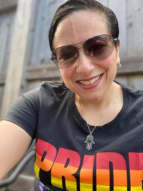 a photo of Toni Iafrate wearing a Pride t-shirt