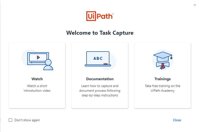 uipath-task-capture-welcome-screen