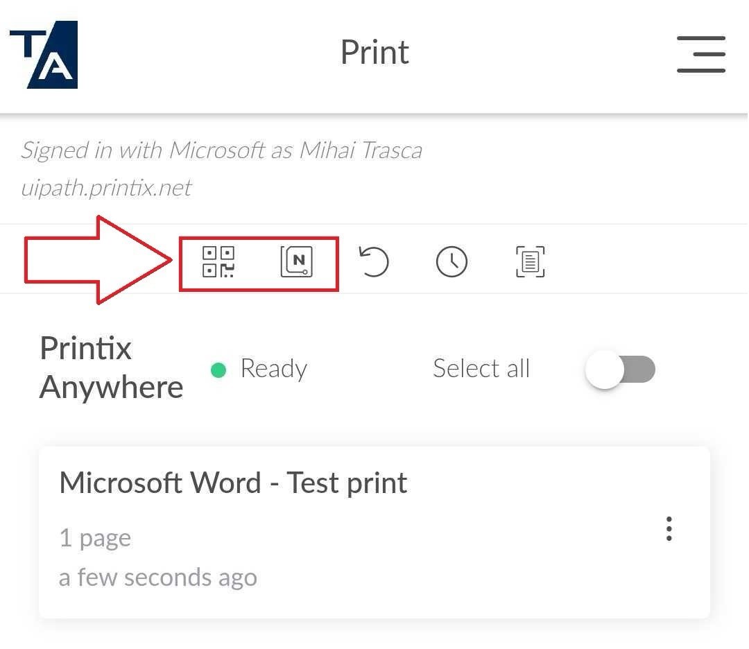 Please make sure you scan these from within the Printix App by tapping one of the coresponding icons.
