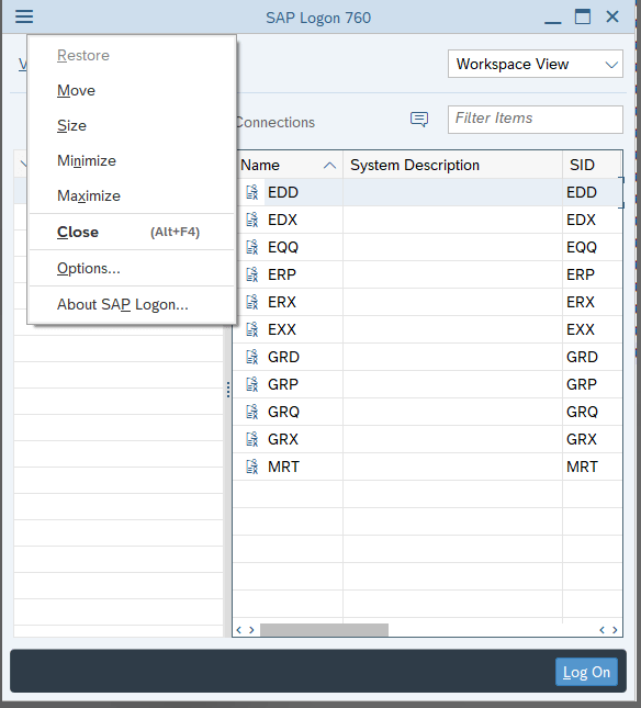 SAP Logon Pad Options-1