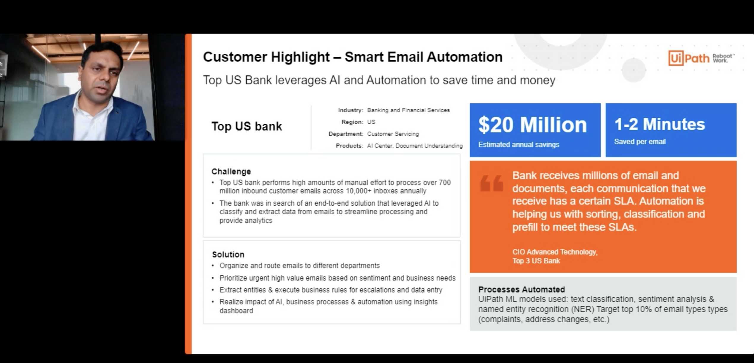 smart email automation customer highlight Uipath AI Summit 2023