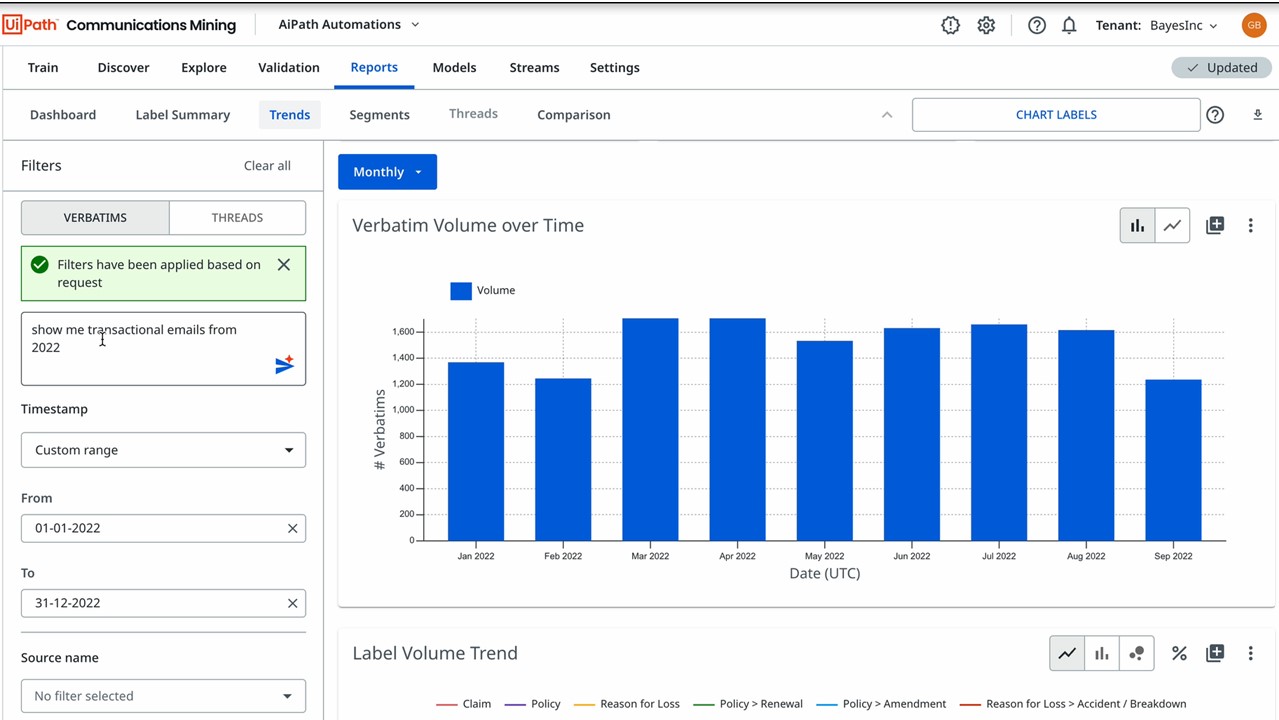 UiPath Autopilot for Communications Mining example