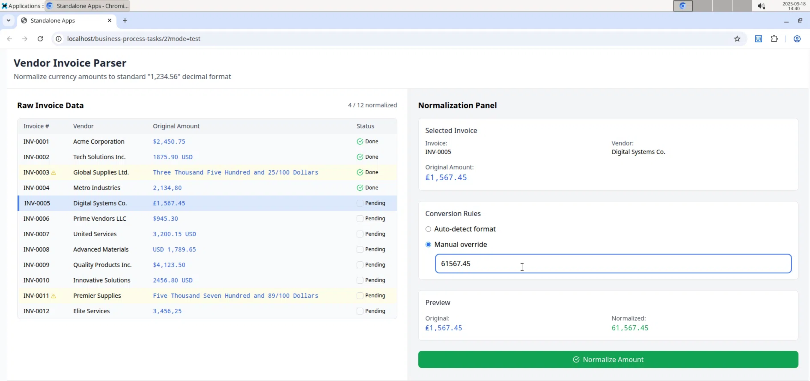 Screenshot of a computer use agent incorrectly reading text from a vendor invoice list during UiPath's UI-CUBE benchmark, a reasoning error in AI agents on enterprise data extraction and agentic automation tasks.