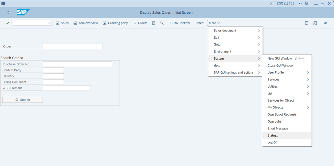 SAP Tcode System Status1