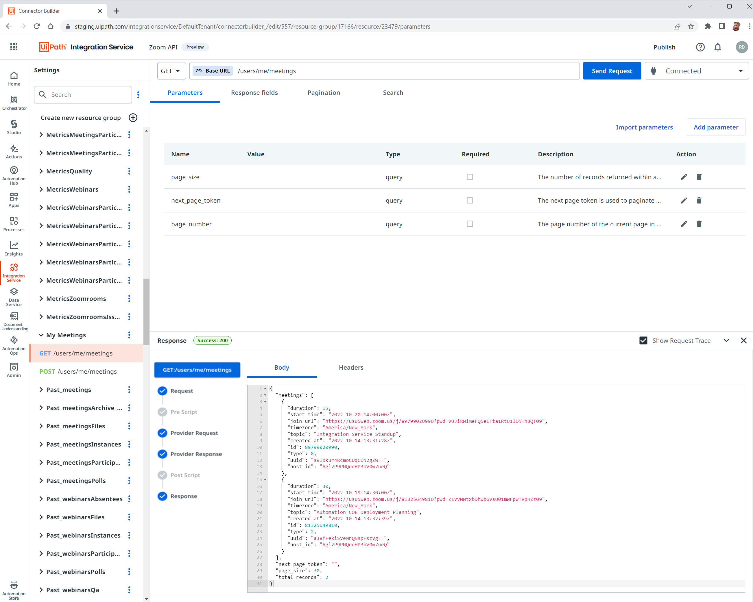 2022.10 Integration Service Connector builder screenshot