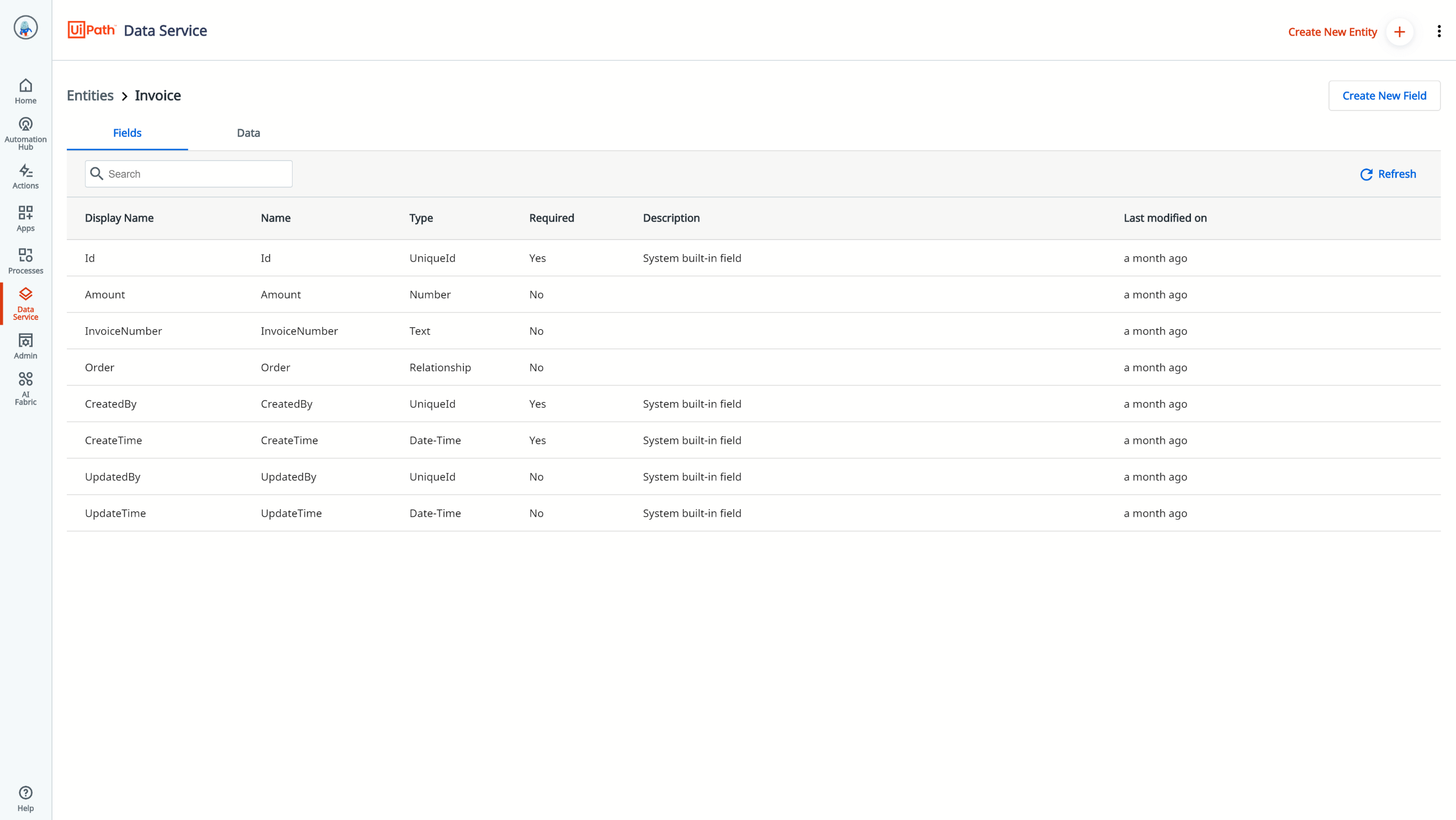 uipath data service