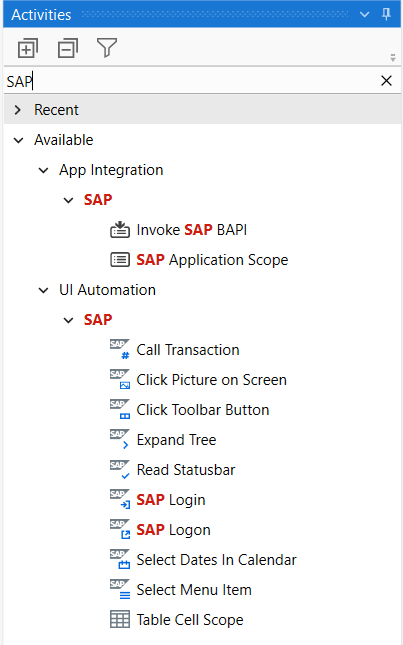 Studio SAP Activities