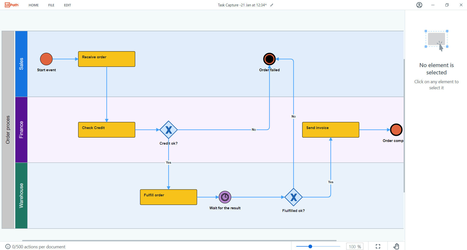 uipath task capture bpmn elements support january 2022