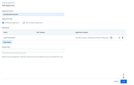 configure the scopes for the application