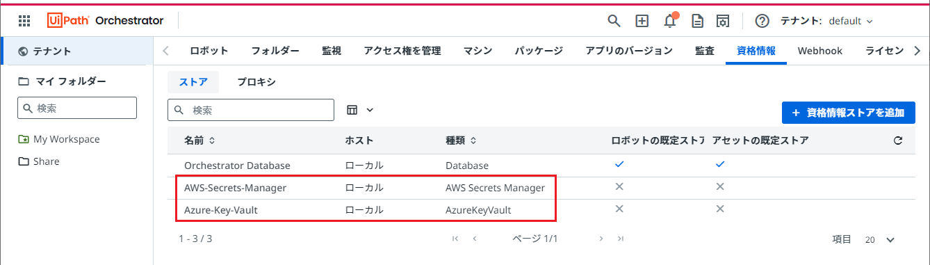 資格情報ストア