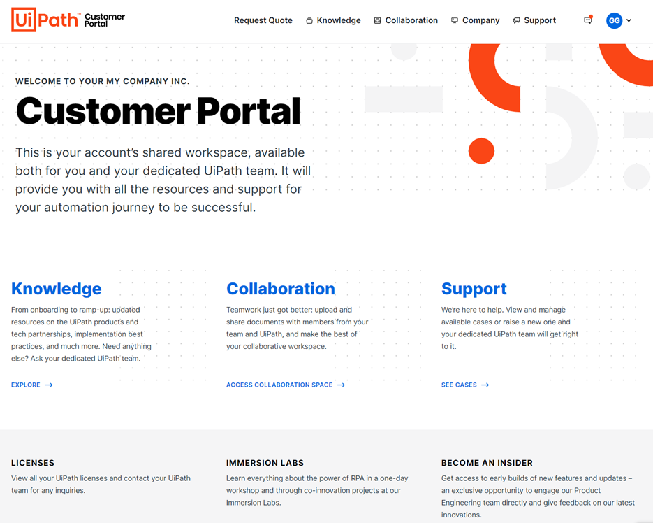 uipath june 2021 release customer portal welcome screen