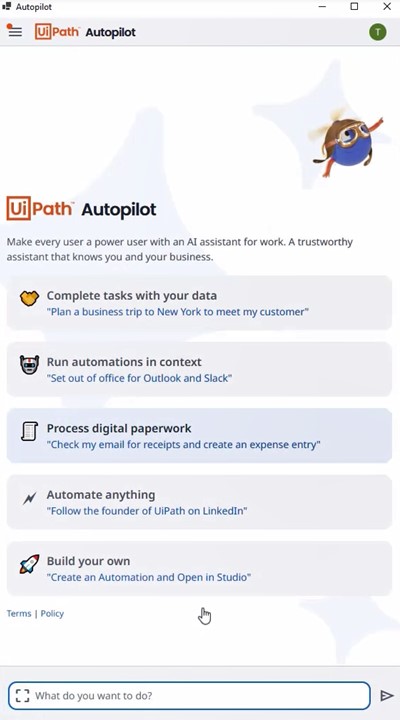 UiPath Autopilot for Assistant screenshot FORWARD VI AI-powered automation conference