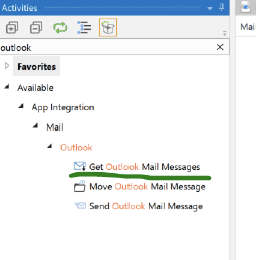 Add Get Outlook Mail Messages activity