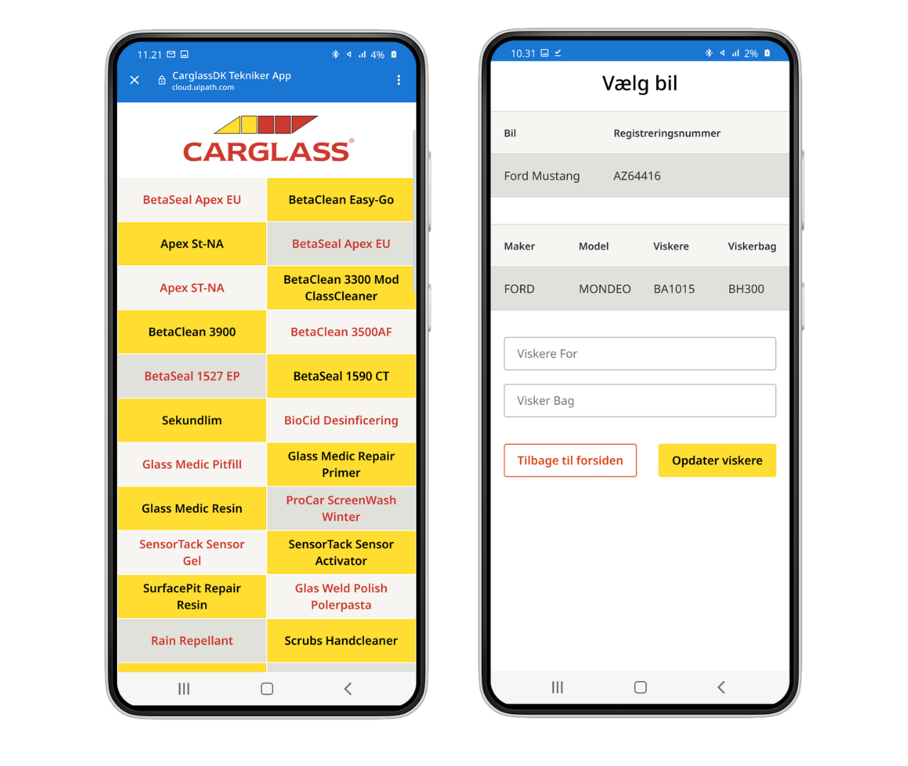 Carglass Apps homepage