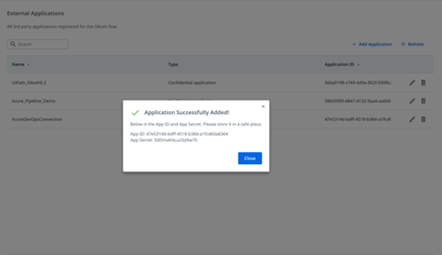 configure the scopes for the application