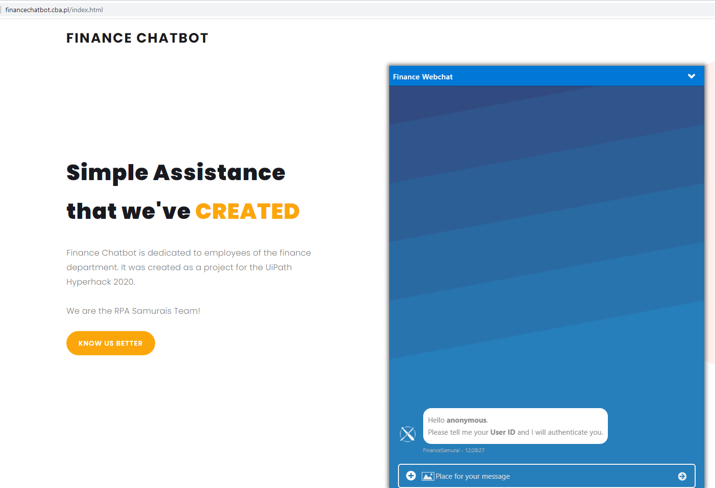 HyperHack UiPath – Finance Chatbot