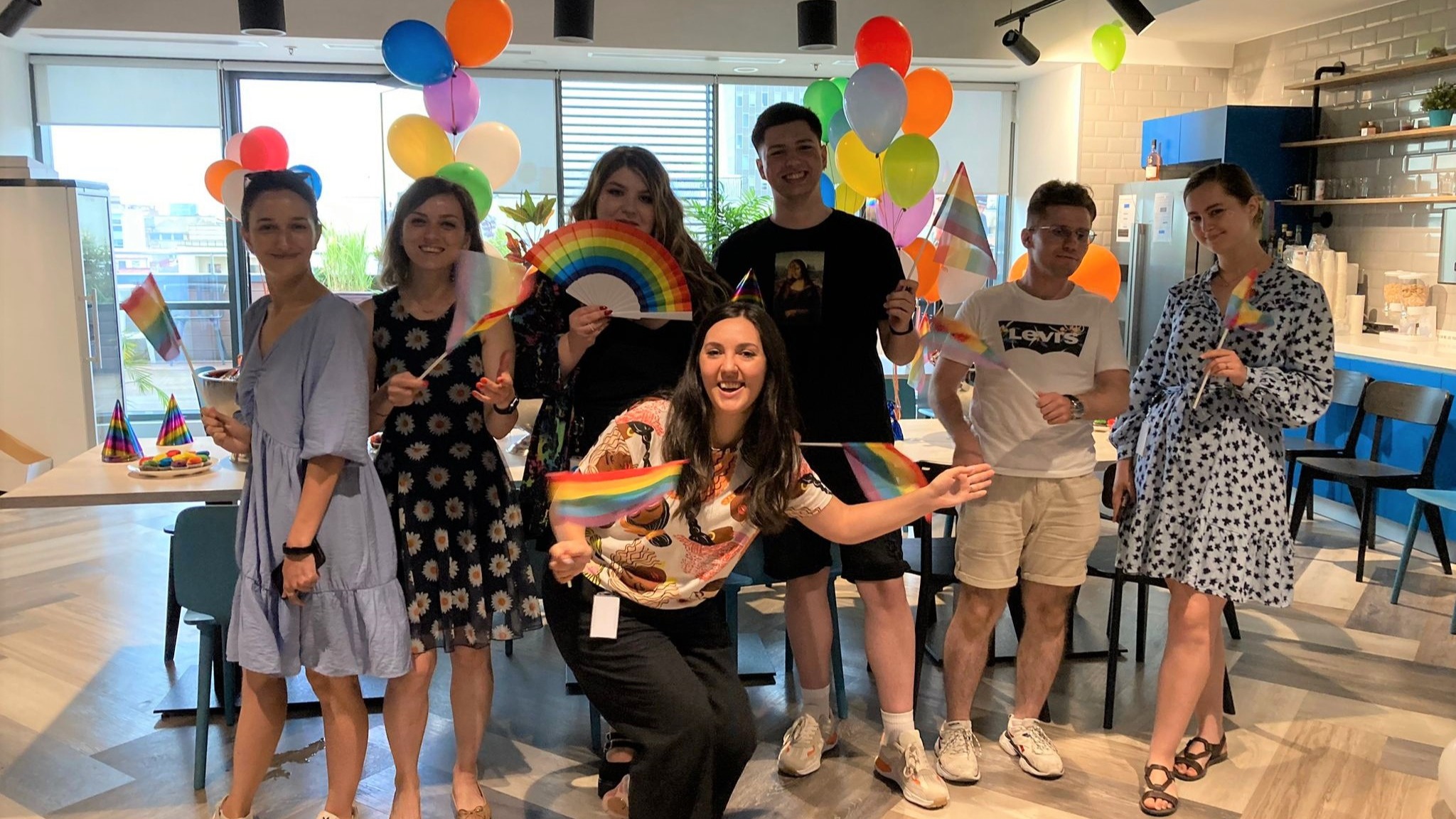 a group photo during Pride celebration in Bucharest