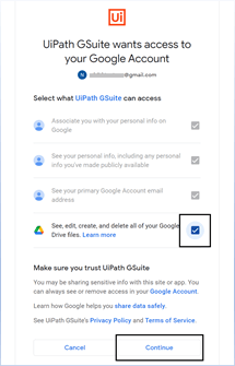 Add your Google account to Use Google Drive activity
