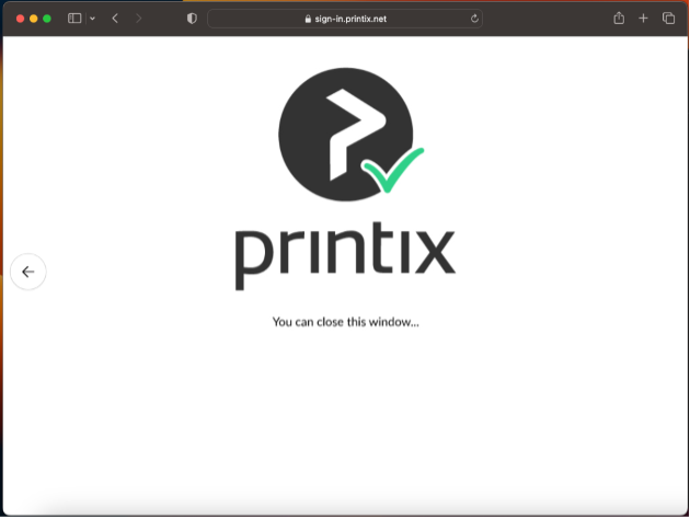 After completing the sign in you will be presented with a confirmation message and you can close the page.