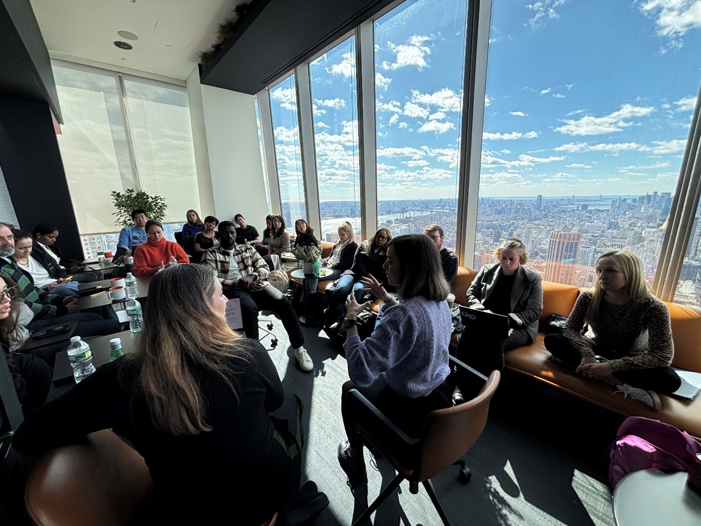 People sitting around a table talking