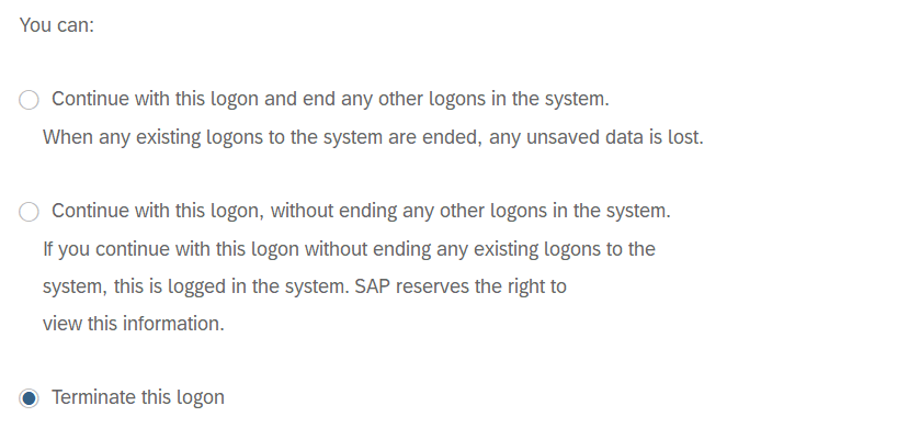 Multiple logon options