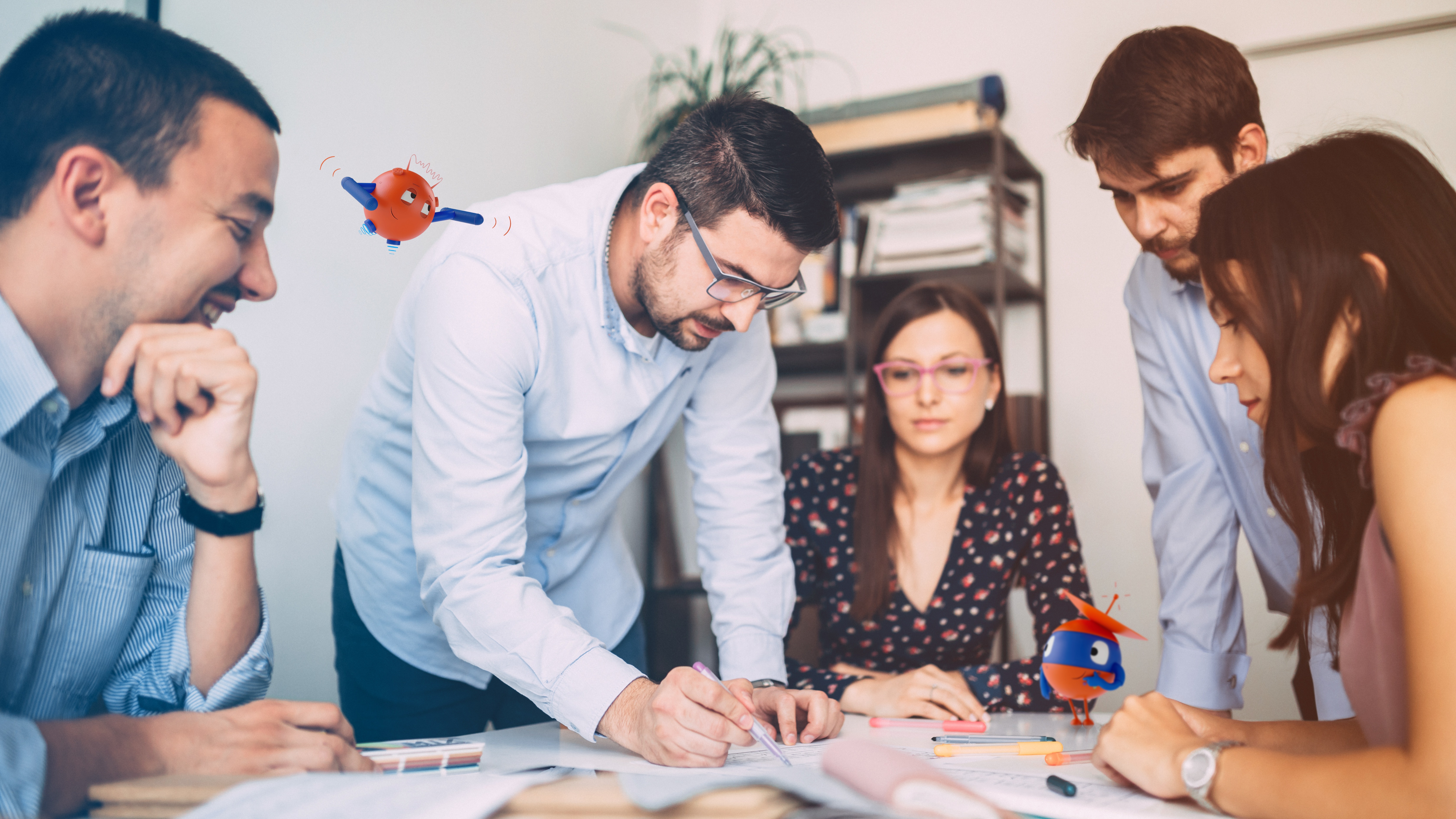 a photo of a team working