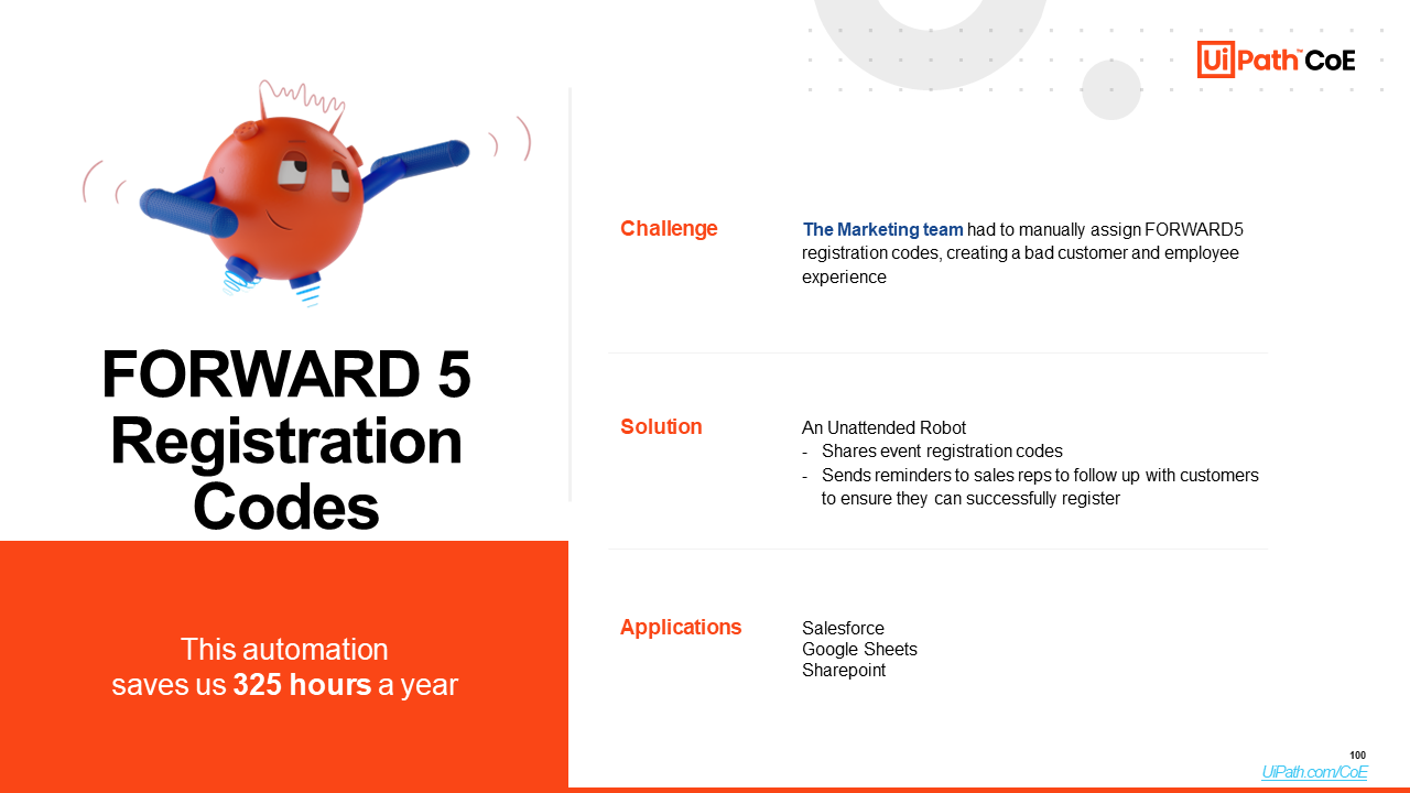 UiPath FORWARD 5 registration codes robot