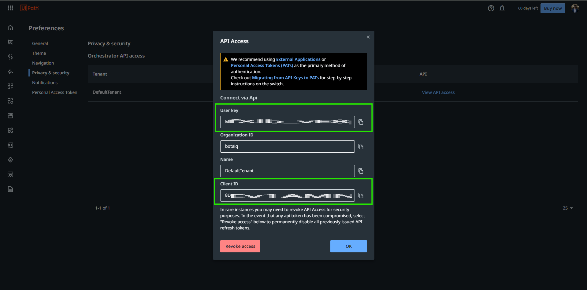 Image 2 “API Access Details”