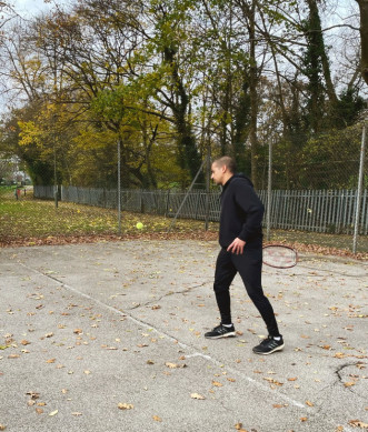 a photo of Harshil Shah playing tennis