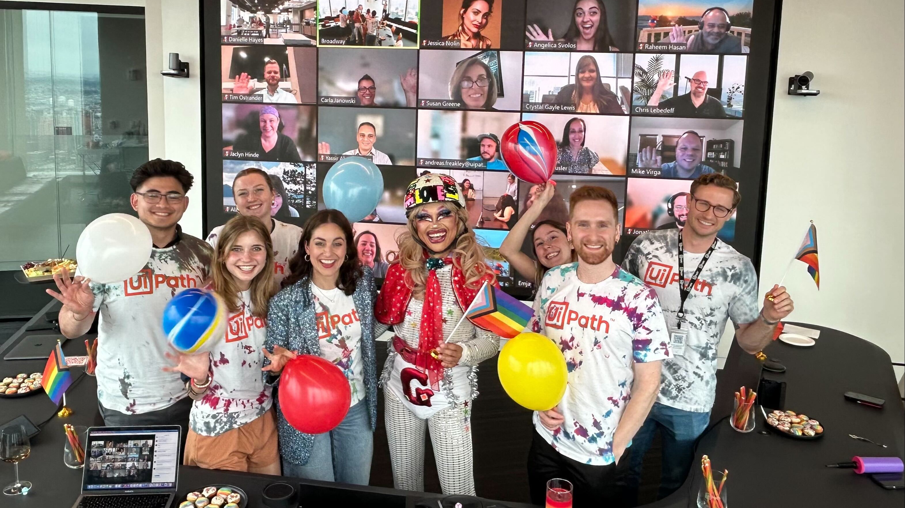 a group photo with the Pride trivia event