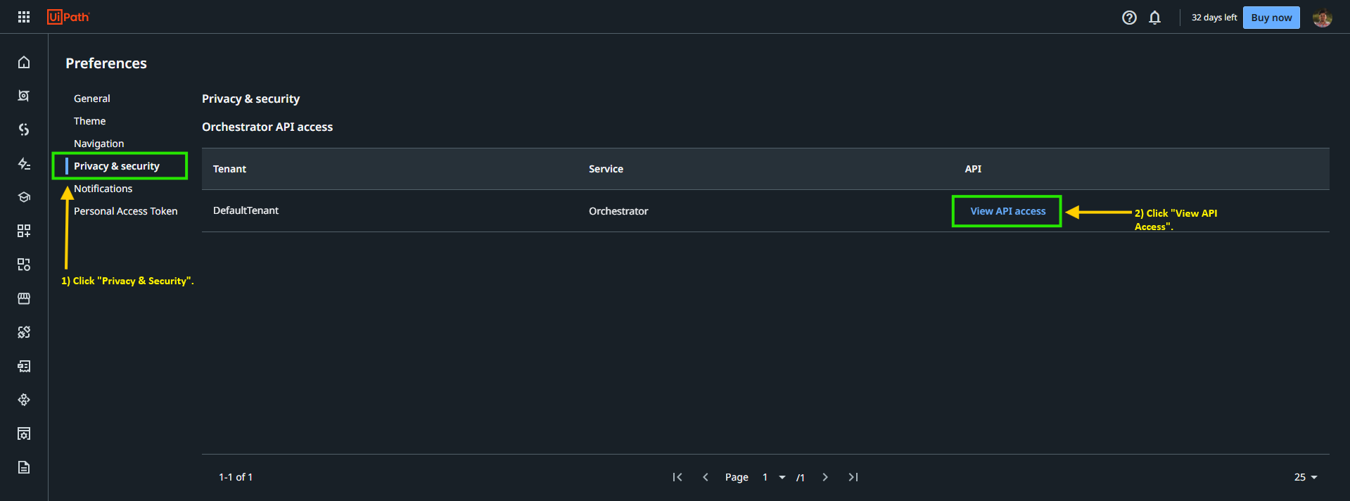 Image 1 “View API Access”