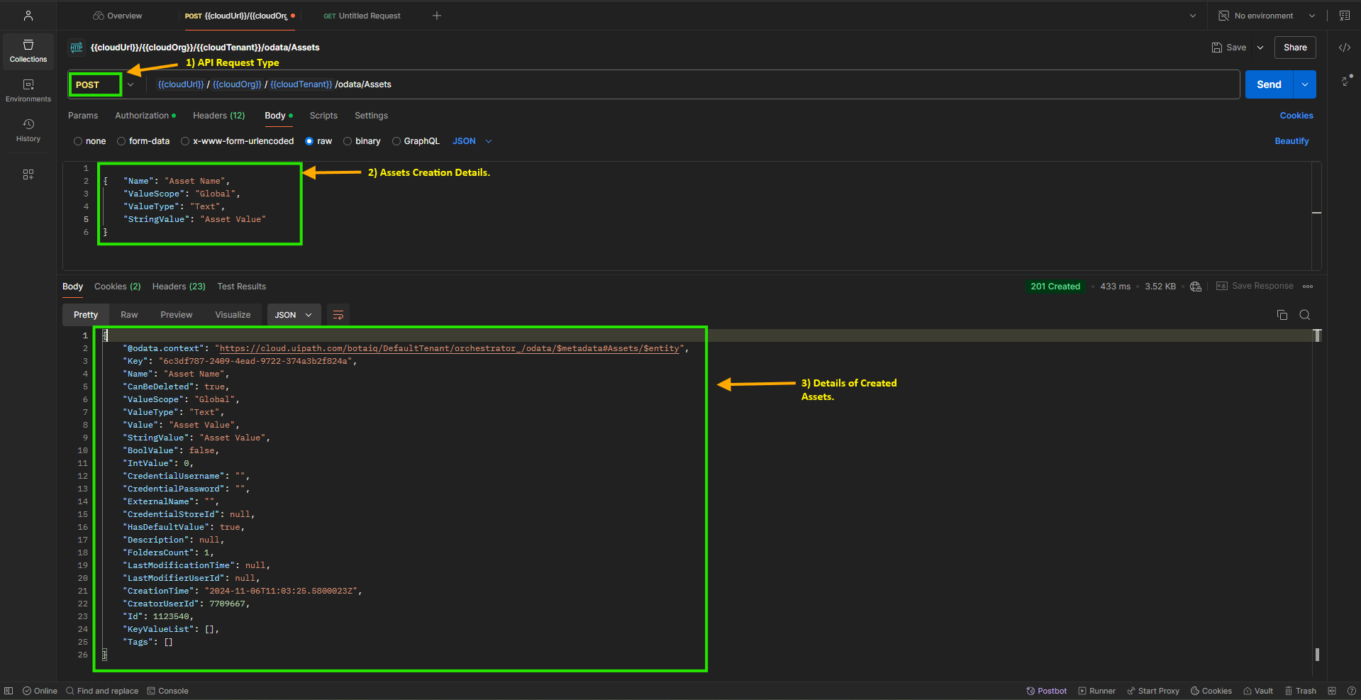 Image 10“Execution Details Format in Postman Create New Assets”