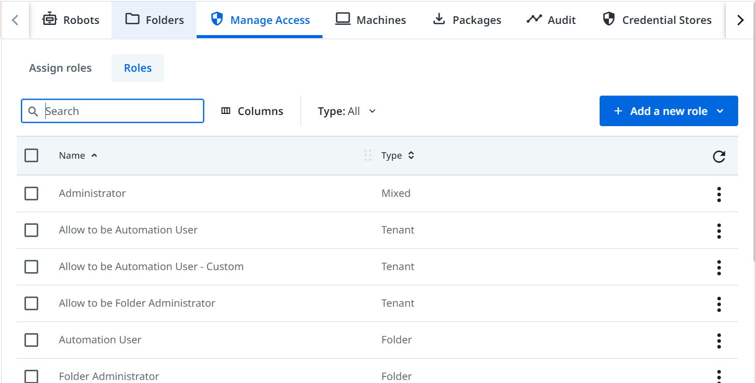 uipath orchestrator manage access 2022.4 release