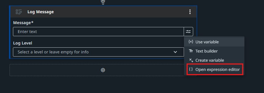 studio-web-log-message-expression-editor