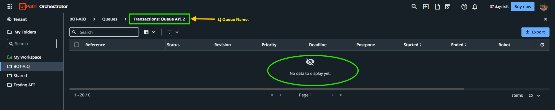 Image 14“Queue Items UiPath Orchestrator”