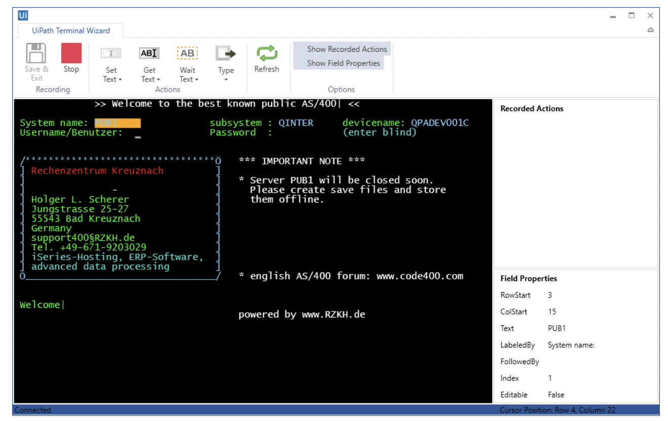 mainframe automation uipath terminal wizard