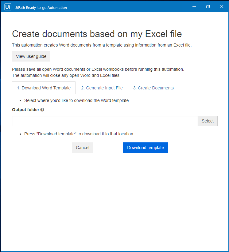 Automatically create documents from a template
