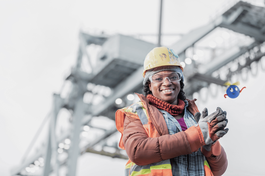 woman outside at a construction site