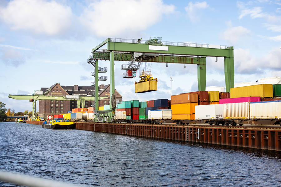 shipping containers on a dock