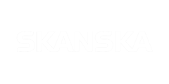 Weißes Logo von Skanska