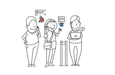 three people talking illustration