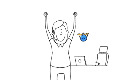 man standing with hands in the air illustration