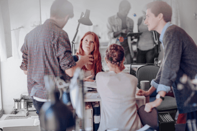 group of people talking