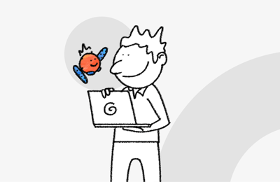 man looking at a laptop illustration